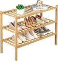 ROMGUAR CRAFT 3 Tier Bamboo Shoe Rack for Closet Free Standing Wood Shoe Shelf Storage Organizer for Entryway Small Space Sta