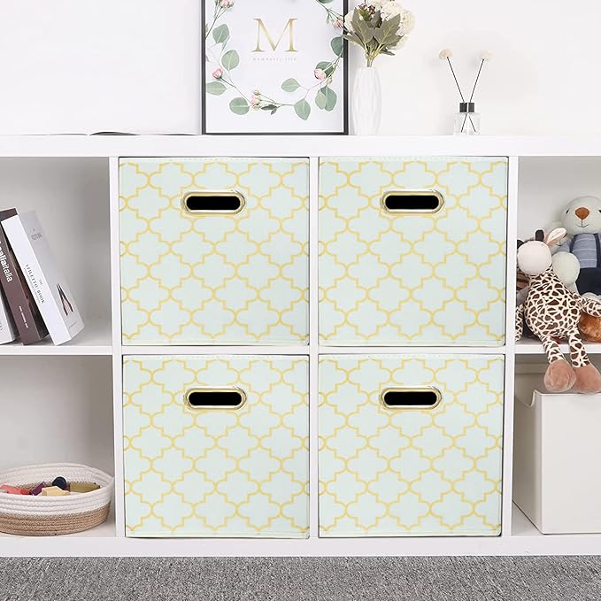 Fabric storage bins Cubes, Fabric Cube Organizer with Handle, Foldable Cube Bins for Cloth or Accessary Storage, 11x11x11, Se