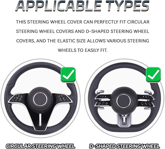 2-Piece Steering Wheel Cover, Carbon Fiber Segmented Steering Wheel Protector, Universal and Anti-Slip Durable Car Leather Pr