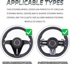 2-Piece Steering Wheel Cover, Carbon Fiber Segmented Steering Wheel Protector, Universal and Anti-Slip Durable Car Leather Pr