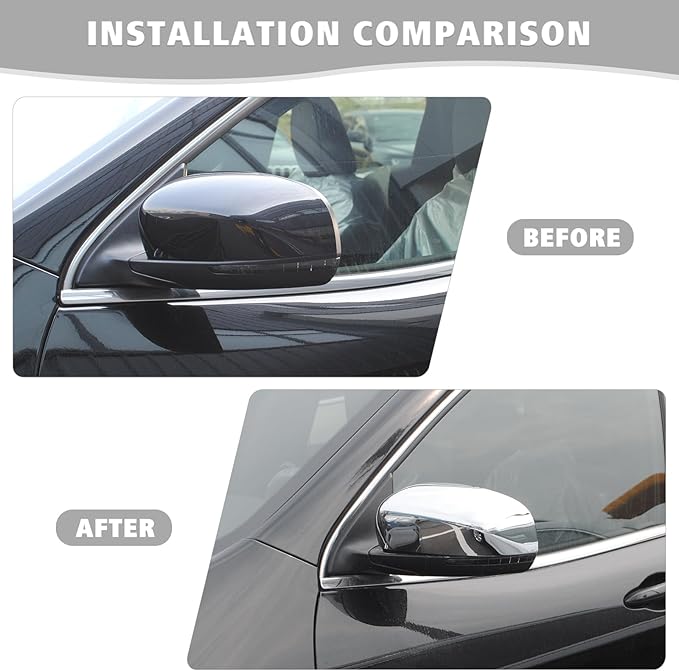 Jimen Compatible with Jeep Cherokee 2014-2023 / Jeep Compass 2017-2023, Side Door Rearview Mirror Cover Trim (Chrome)