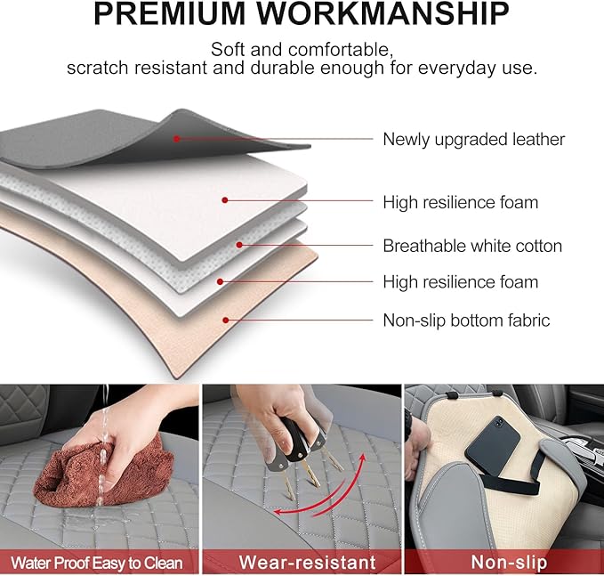 2 Pack Leather Front Seat Covers, Universal Sideless Car Seat Protectors, Waterproof Automotive Seat Cover for Most Cars Truc