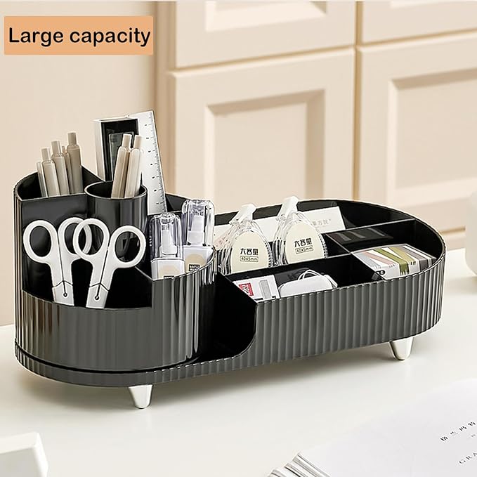 Rotating Makeup Organizer for Vanity with Brush Holder, Cosmetic Makeup Storage Organizer, Large Spinning Makeup Skincare Org
