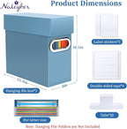 File Organizer Box with Lid & Handle, Thickened Cardboard Hanging File Folder Storage Boxes for Letter Size, Portable Filing 