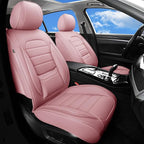 Pink Car Seat Covers Full Set, Universal Faux Leather Seat Covers for Cars 5 Seats, Waterproof Leather Car Seat Covers, Comfo