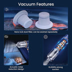 VIMALIFE 10000Pa Cordless Car Vacuum Cleaner & Air Duster, Powerful Handheld Auto Vacuum, 42000RPM Motor, LED Light, Type-C