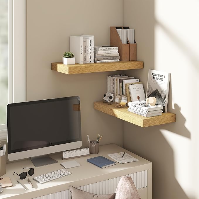 Dreamland Floating Shelves for Wall,8 Inch Deep Floating Shelves,24" W x 8" D Wall Shelves for Bedroom, Living Room, Kitchen,