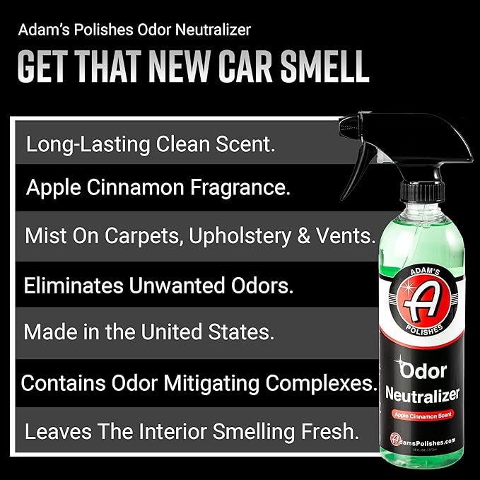 Adam's Polishes odor Neutralizer (Apple Cinnamon, 16 fl. oz) - Car Air Freshener Spray That Eliminates Harmful Odors from Car