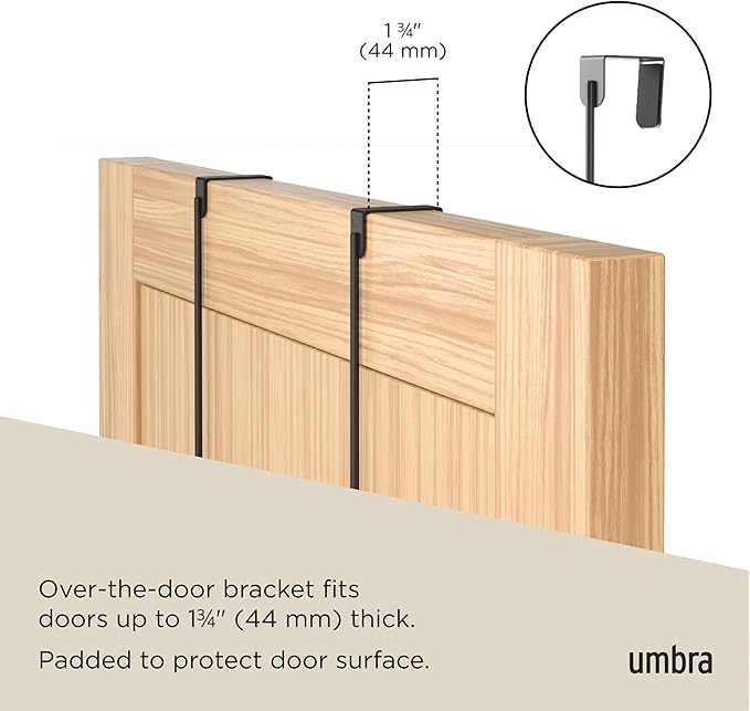 Umbra Estique Over The Door Coat Rack & Multi-Use Organizer, for Coats, Bags, Hats & More, Black/Walnut