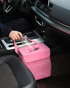 Car Trash Can Cute - Multifunctional Interior Car Accessory for Women, Car Organizer and Storage with Adjustable Straps, Car Stuff Storage 2 Gallons (Leopard-Print Pink)