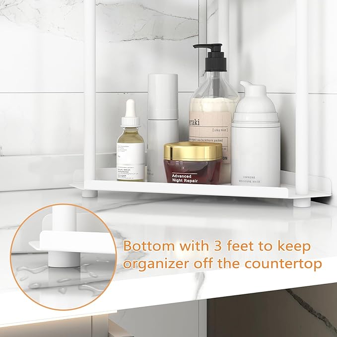 Jesginboo 3 Tier Bathroom Counter Organizer, Vanity Organizer Corner Shelf, Skincare, Makeup Countertop Organizers, Kitchen, 