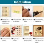 HJZALMI Pegboard Wall Organizer, Wood Pegboard Combination Kit with Shelves & Hooks, Modular Peg Board Panels Storage System 