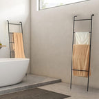 Metal Blanket Ladder Set of 2 Black Blanket Ladders for The Living Room Towel Ladder Rack Holder for Bathroom Bedroom (Black)