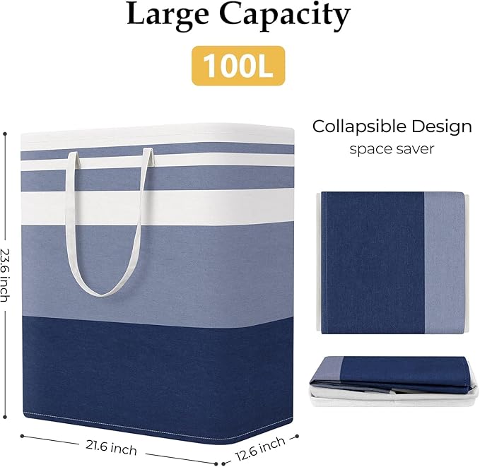 StorageRight Laundry Basket Hamper Large Collapsible Laundry Hamper with Easy Carry Handles，Freestanding Clothes Hampers for 