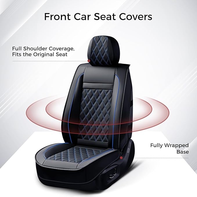 Huidasource Front Car Seat Covers, Leather Car Seat Cushion, Automotive Car Seat Cover Protector Universal Fit Front Seat, Ai