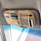 Da by Car Sun Visor Organizer, Multi-Pocket Visor Organizer Storage Pouch for Cars, SUVs & Trucks with Double Zippers, Elastic Bands & Glasses Clip- Organizes Essentials Keep Tidy (Beige Light Yellow)