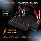 ReelCharge - Veratek V8 Pro 3000A Car Battery Jump Starter Portable (8.0L Gas & 6.0L Diesel) - 12V Lithium Battery Booster