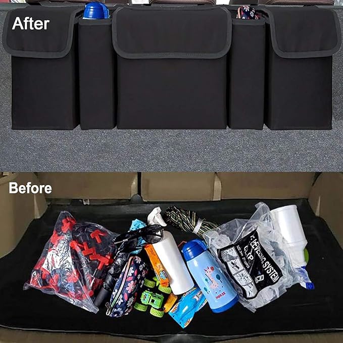 Car Organizers and Storage, Backseat Hanging Organizer with 5 Pockets, Waterproof Collapsible Large Capacity Organization Bag,
