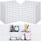 Nuanchu 8 Pack No Drill Pegboard Panels, 10x10 Inch White ABS Plastic Pegboard Wall Mount Organizer Kit for Garage Kitchen Of