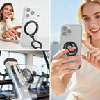 NEEWER Magnetic Phone Grip, Dual Side Magnet Cell Phone Ring Holder Stand Foldable Kickstand Portable Compatible with MagSafe iPhone Samsung Android for Car Mount Workout Gym Video Recording, PA140