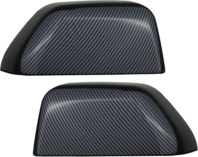 1 Pair Tow Mirror Cover Cap (Carbon Fiber) | For 2017-2024 Ford Super Duty F250 F350 F450 F550 Truck Accessories Replacement | Driver&Passenger Side Exterior Plastic Top Half Door Mirror Caps