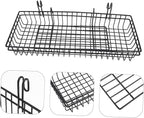 IMIKEYA 2Pcs Wall Mount Wire Basket Black Metal Hanging Organizer with Hooks for Efficient Storage Display Home Office Kitche