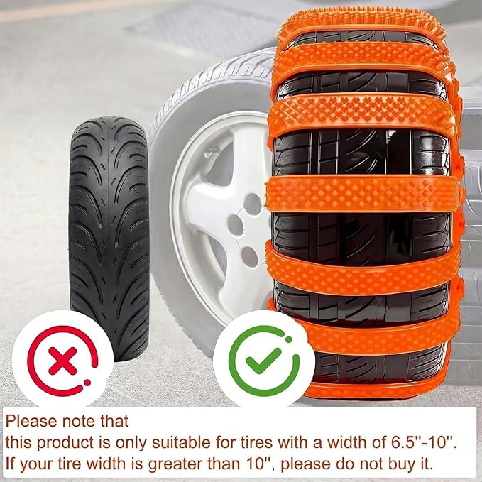 Snow Chains - Universal Non-Slip Portable Snow Traction | Car Winter Tire Traction Chain - for Vacation Holiday Travel Road T
