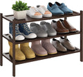 BMOSU 3-Tier Bamboo Shoe Rack Premium Stackable Shoe Shelf Storage Organizer for Hallway Closet Living Room Entryway Organize