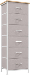Somdot Tall Dresser for Bedroom with 6 Drawers, Storage Organizer Chest of Drawers with Removable Fabric Bins for Closet Beds