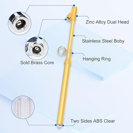 2-Pack Dual Head Tire Pressure Gauge – Heavy Duty 10-150 PSI Air Pressure Gauge with Stainless Steel Body, Metal Nozzle & Durable Plated Brass – for Cars, Trucks, Bikes, RVs (Gold)
