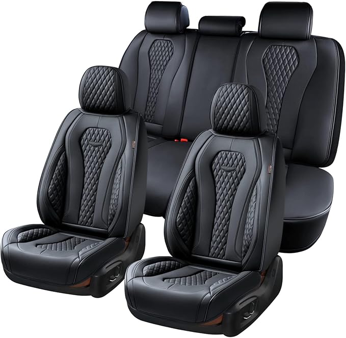 Coverado Seat Covers, Car Seat Covers Full Set, Black Car Seat Cover, Car Seat Covers Front Seats Back Seat Cover, Waterproof