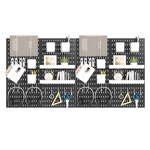 Peg Board Combination Kit, 8 Pegboards with 40 Accessories, Pegboard Wall Organizer for Office, Nursery & Home Storage, Key H