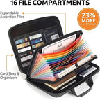Calenzana Fireproof Document Boxes with TSA Lock, Upgraded 16 Pockets Fireproof＆Water Resistant File Organizer, Hard-Shell Sa