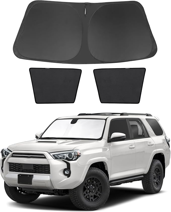 3PCS Car Window Shades Front Windshield Sun Shade Foldable Window Shade Custom Fit for 2017-2024 Toyota 4Runner Accessories Car Shades for Front Windows Anti-UV Rays Block Heat
