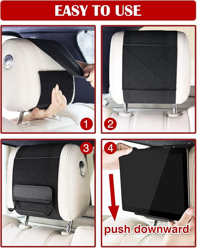 WONNIE 2 Pack Car Headrest Holder for 10-12.9" Large Size Tablets