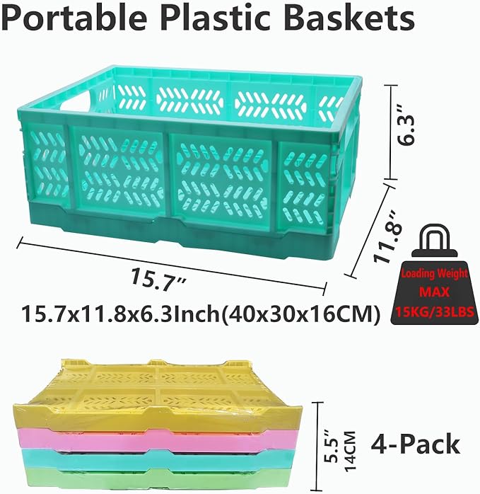 4 Pack 20L Large Closet Storage Baskets Bins for Shelves | Foldable Closet Organizers and Storage with Handles Home Organizat