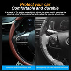 Mandark 3PCS Carbon Fiber Car Steering Wheel Cover, Anti-Skid Leather Vehicle Segmented Steer Wheel Protector, Auto Interior 
