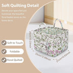 Storage Basket Boho Fabric Large Collapsible Floral Laundry Nursery Hamper Portable Folding Storage for Clothes Toys (Purple)