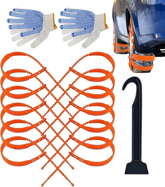 Snow Chains - Universal Non-Slip Portable Snow Traction | Car Winter Tire Traction Chain - for Vacation Holiday Travel Road T