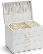 Vlando 4 Layer Large Jewelry Box - Jewelry Holder Organizer, Jewelry Box Organizer for Drawer Necklace Ring Bracelet and Watc