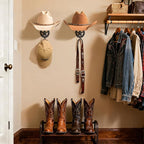 Cowboy Hat Holder for Wall 4 Pack Metal Iron Cowboy Hat Rack Western Hat Hanger Horseshoe Hooks Storage Cowboy Hat Organizer 