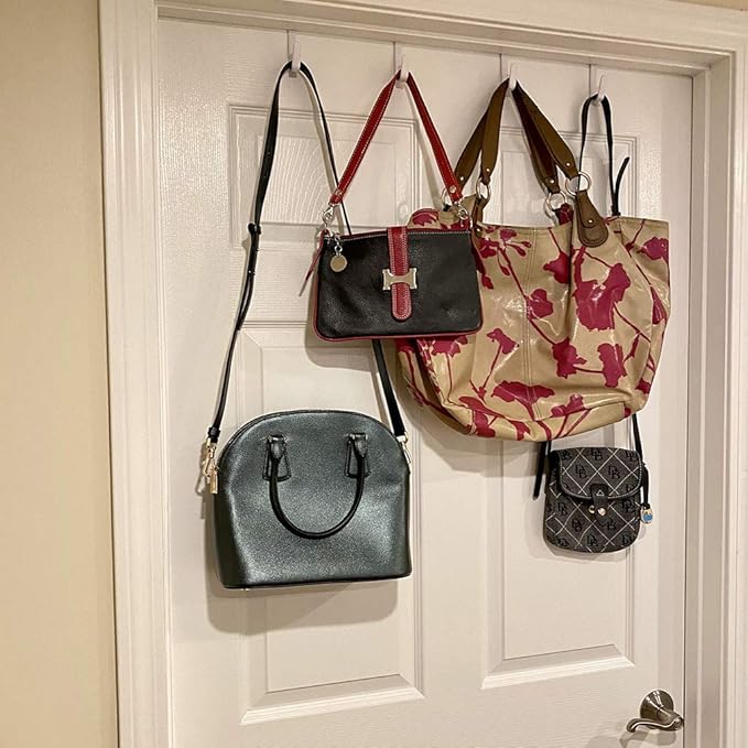 Evelots Over the Door Hooks - 4 Pack - Hangers for Clothes, Towel, Coats, Hats, Handbags - Made of Rubber Coated Steel - Clos