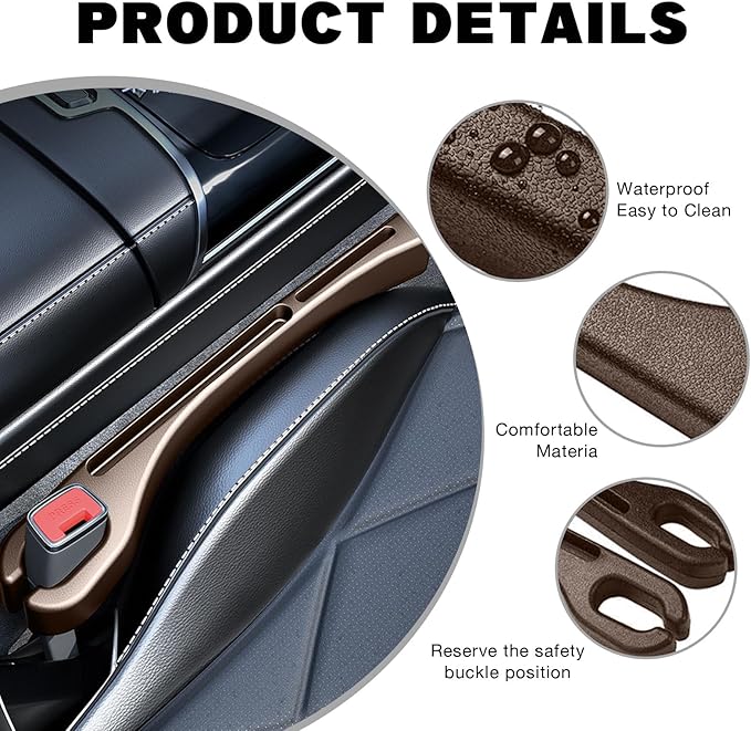 2PCS Car Seat Gap Filler Organizer, Car Seat Gap Organizer with Phone Holder, Car Accessories Car Side Seat Gap Filler for Prevent Falling (Brown)