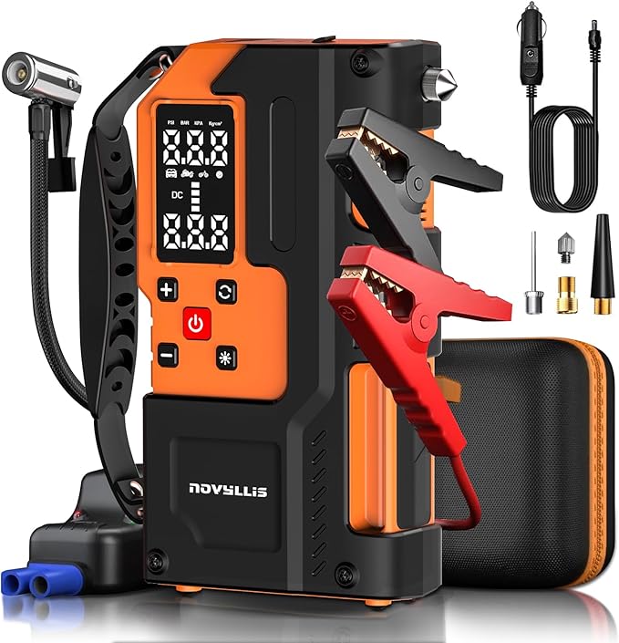 Jump Starter with Air Compressor 4000A Portable Battery Pack 10000mAh Power Bank Emergency SOS LED Light 22-Cylinder 150PSI