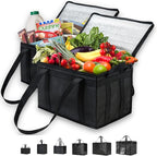 NZ home Insulated Bags for Food Delivery (Large) Grocery Shopping Cooler Bag, Pizza Delivery, Hot & Cold Catering Tote, Reusable, Foldable & Heavy Duty (2 Pack, Black)