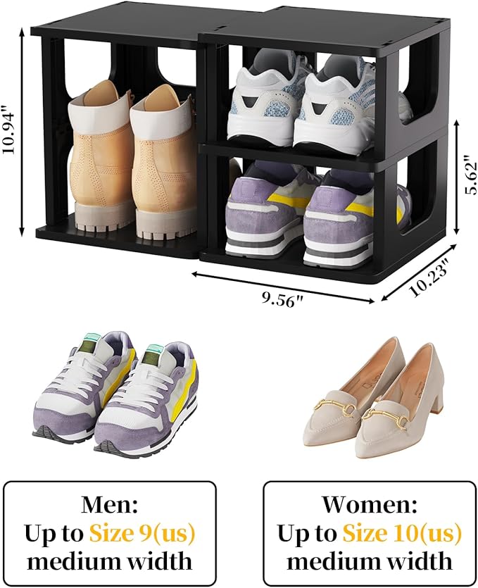 HAIXIN Shoe Organizer Rack for Small Spaces 5 Tier Plastic Vertical Narrow Shelves for Closet Black Shoe Holder, Stand for En