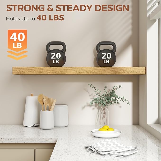 Dreamland 36 Inch Floating Shelves for Wall,8 Inch Deep Floating Shelves,36" W x 8" D Wall Shelves for Bedroom,Living Room,Ki