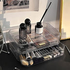 Stackable Clear Plastic Organizer Drawer | Organize Eyeshadow Palettes, Cosmetics, and Beauty Supplies on a Vanity