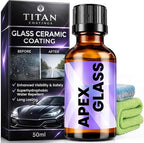 Apex Glass 50ml Hydrophobic Ceramic Coating - Professional Rain Repellent for Windshields & Windows - Long Lasting Nano Silic