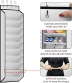 KEEPJOY 10 Tiers White Over Door Shoe Organizer Storage, Hanging Shoe Holder for Door with Large Deep Pockets, Fit 20-30 Pair